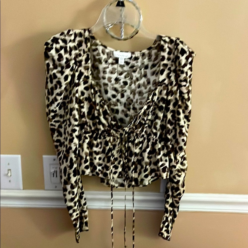 Topshop Animal Print Ruched Blouse